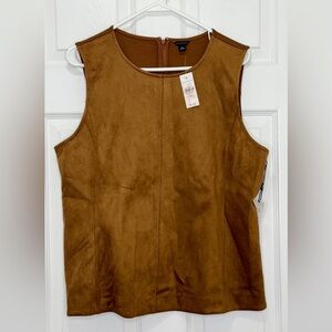 NEW Ann Taylor Camel Suede Sleeveless Top- Size XL